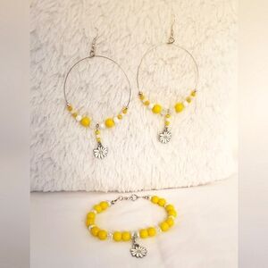 Handmade 8.25 inch bracelet/anklet and hoop earrings set.